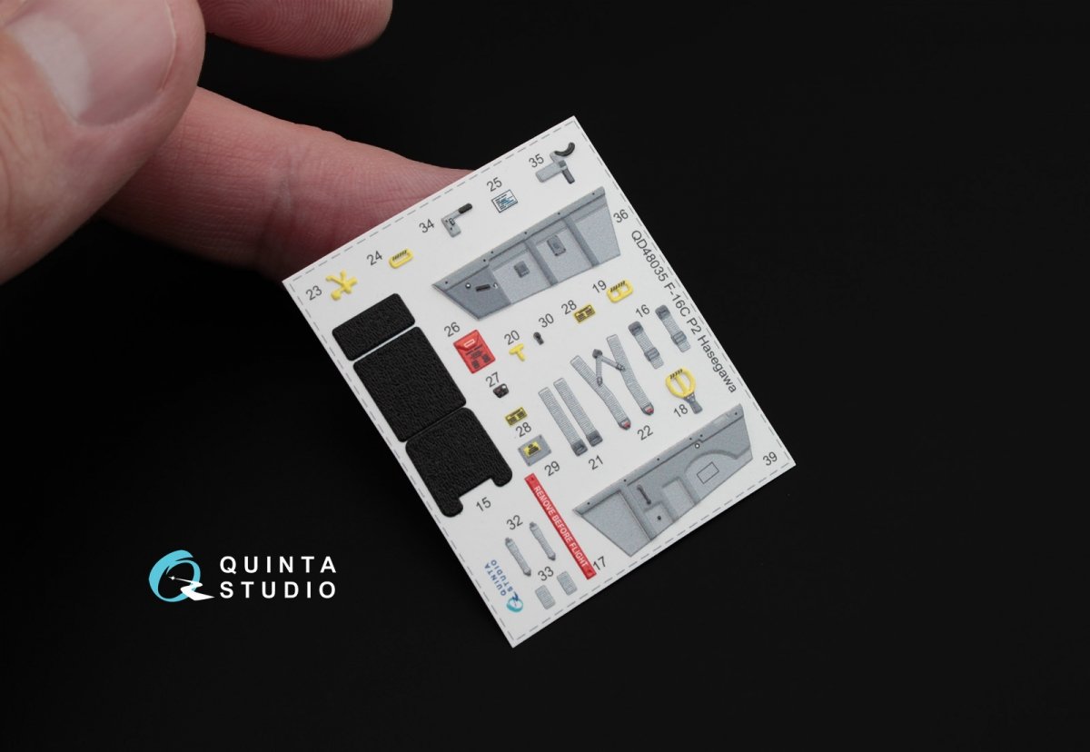 Intérieur imprimé en 3D et coloré sur papier décalcomanie Quinta Studio QD48035 F-16C (pour maquette Hasegawa) 1/48 – image 6