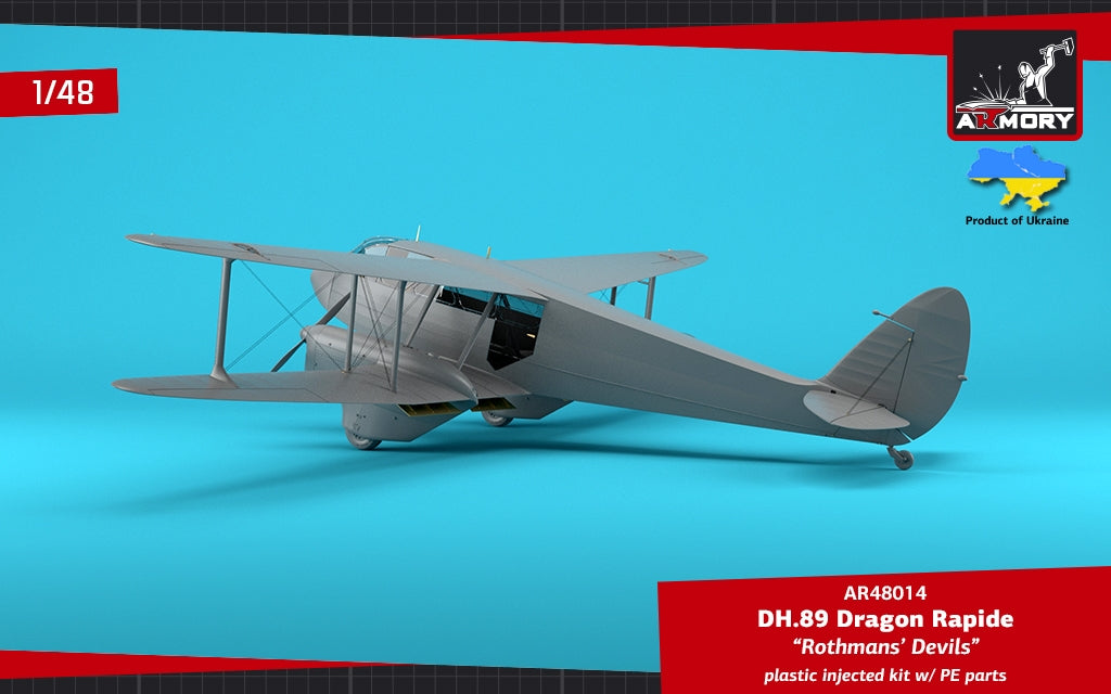 Armory Models 48014 DH.89 Dragon Rapide, Short-Haul Airliner / Multipurpose Aircraft, “Rothmans' Devils” liveries 1/48