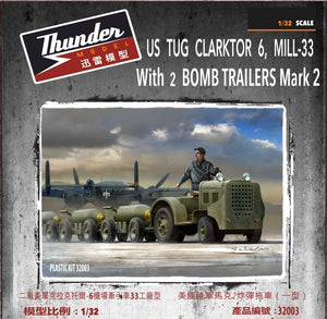 Thunder Model 32003 Remorqueur américain Clarktor 6, MILL-33 avec 2 remorques à bombes Mark 2 1/32