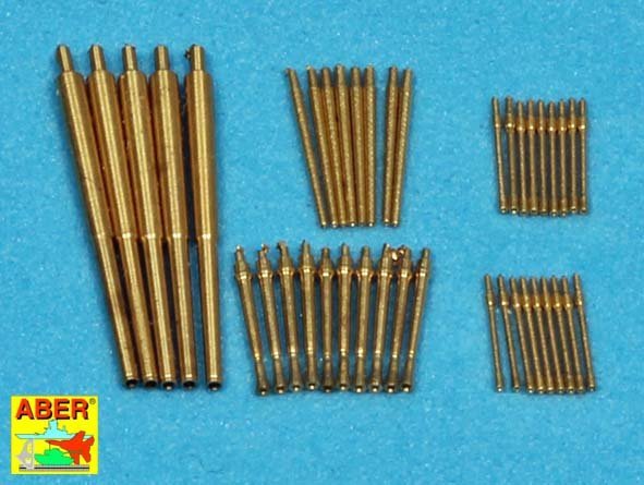 Aber 350L-55 Set of Barrels for Narvic class destroyers type 1936B: 127mm x 5; 37mm (C/30) x 8; 37mm(M42) x 10; 20mm x 18 (1/350)
