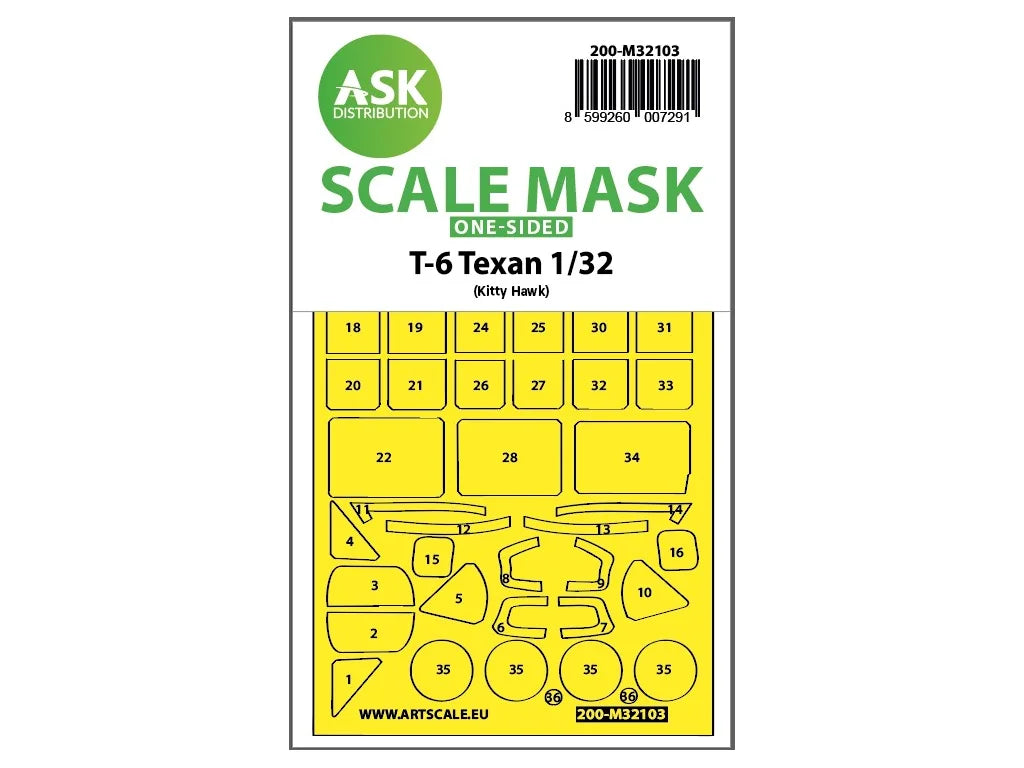 Art Scale Kit M32103 T-6 Texan One-Sided Express Fit Mask for Kitty Hawk 1/32