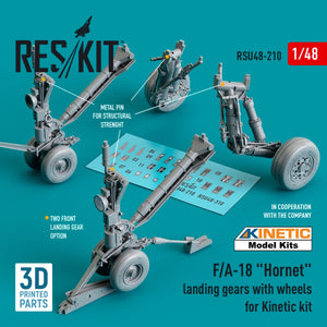 RESKIT RSU48-0210 F/A-18 &amp;quot;HORNET&amp;quot; LANDING GEARS WITH WHEELS FOR KINETIC KIT (RESIN &amp;amp; 3D PRINTED) 1/48 – imagen 2