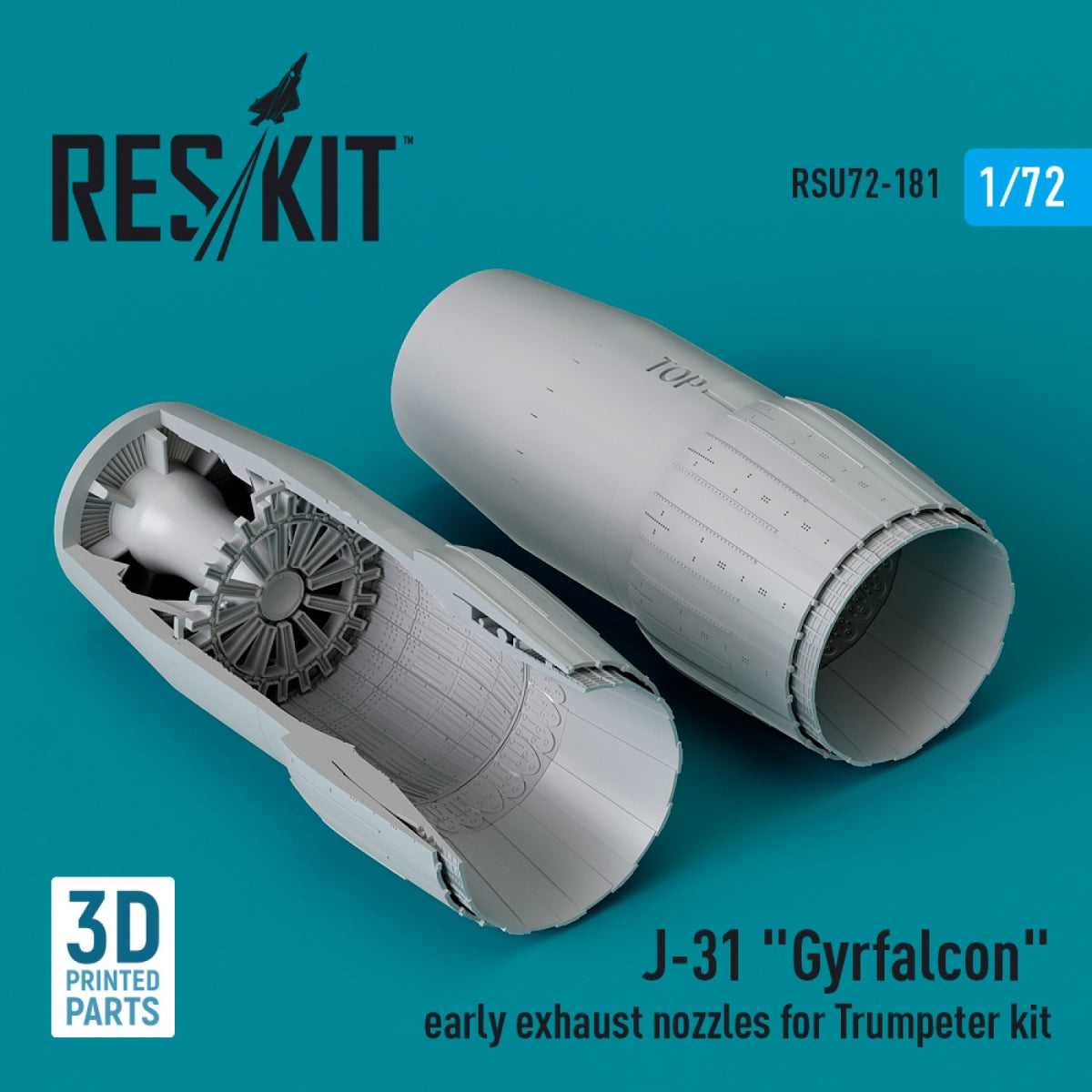 RESKIT RSU72-0181 J-31 "Gyrfalcon" early exhaust nozzles for Trumpeter kit (3D Printed) 1/72