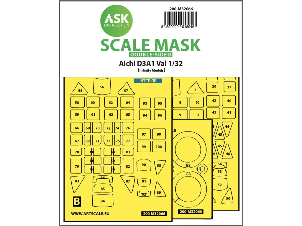 Art Scale Kit M32066 Aichi D3A1 Val Double-Sided Express Self Adhesive Mask for Infinity 3206 1/32