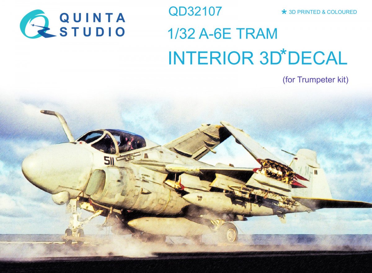 Quinta Studio QD32107 A-6E TRAM Intruder 3D-Printed &amp;amp; coloured Interior on decal paper (Trumpeter) 1/32