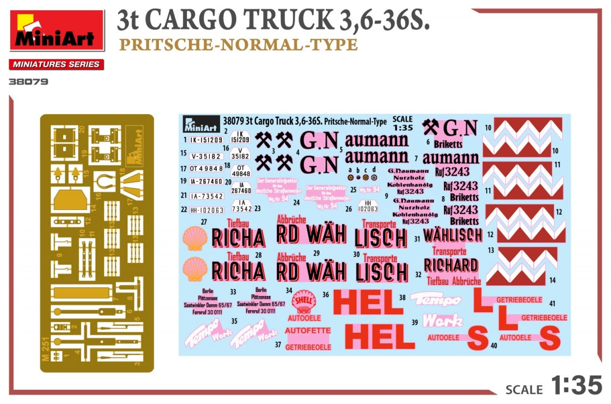 MiniArt 38079 3t CARGO TRUCK 3,6-36S. PRITSCHE-NORMAL-TYPE 1/35 – immagine 9