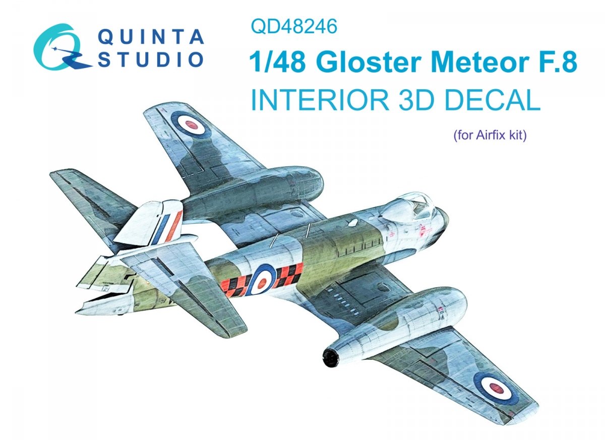 Quinta Studio QD48246 Meteor F.8 3D-Printed &amp;amp; coloured Interior on decal paper (Airfix) 1/48