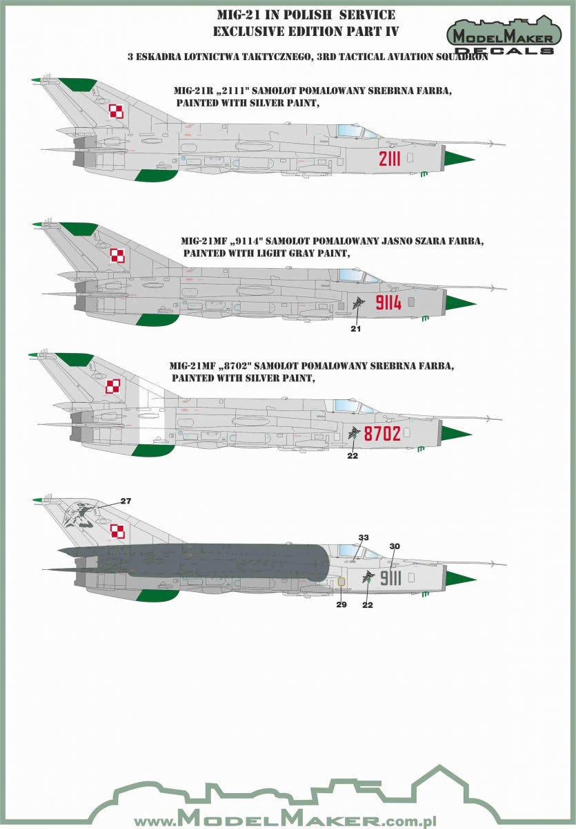 ModelMaker Decals D48153 MiG-21 in Polish service exclusive edition part IV 1/48 – Bild 5