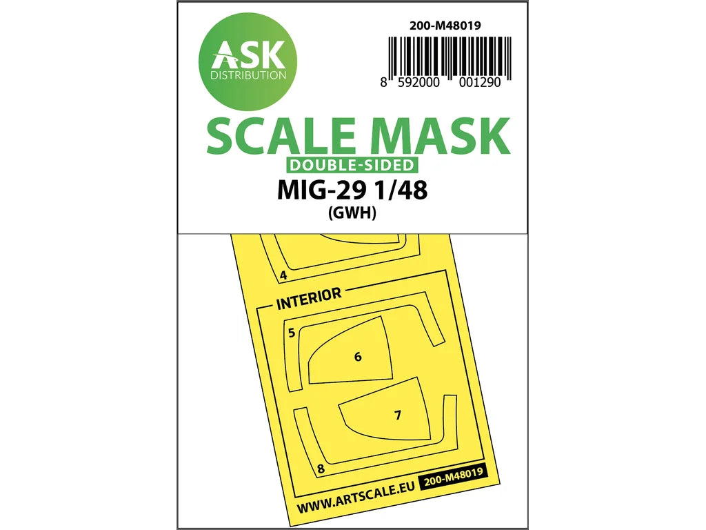 Art Scale Kit M48019 MiG-29 Double-Sided Painting Mask for Great Wall Hobby 1/48