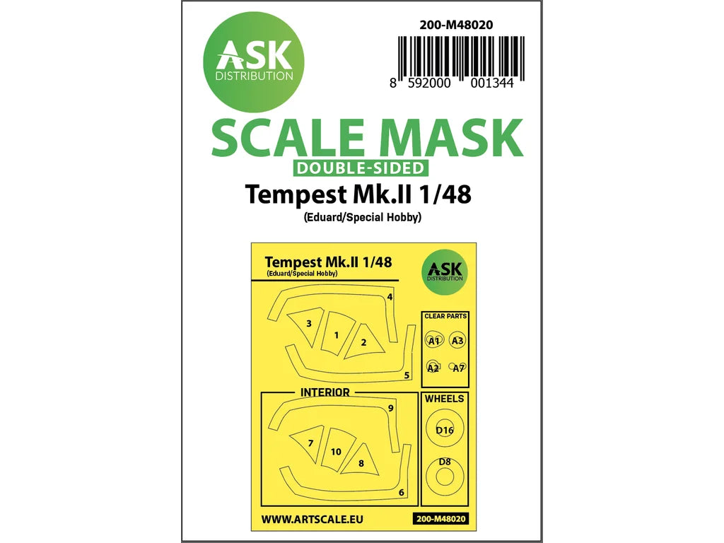 Art Scale Kit M48020 Hawker Tempest Mk.II Double-Sided Painting Mask for Eduard/Special Hobby 1/48
