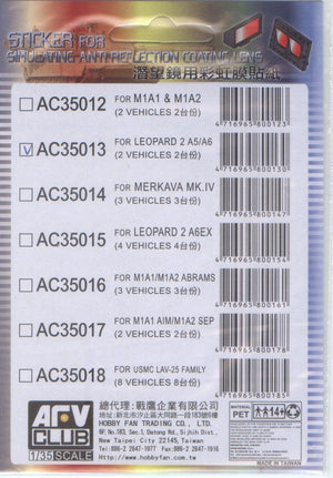AFV Club AC35013 Leopard 2 A5/A6 Anti-reflection Len Coating 1/35 – zdjęcie 2
