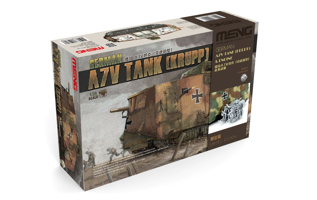 Meng Model TS-017s German A7V Tank (Krupp) &amp; Engine Limited Edition 1/35