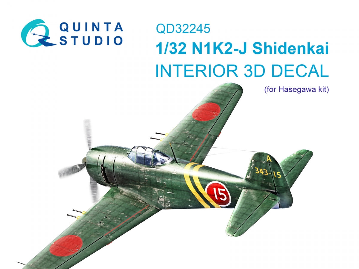 Quinta Studio QD32245 N1K2-J Shidenkai 3D-Printed &amp;amp; coloured Interior on decal paper (Hasegawa) 1/32