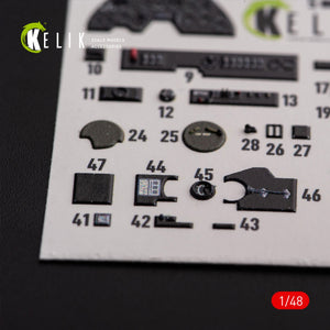 KELIK K48108 P-38F &amp;quot;Lightning&amp;quot; - interior 3D decals for Academy kit 1/48 – immagine 7