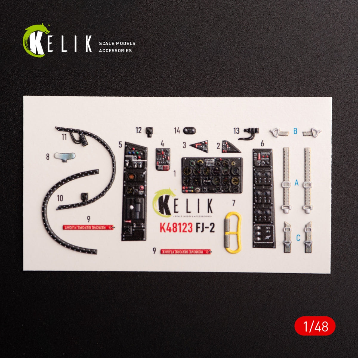 KELIK K48123 FJ-2 - interior 3D decals for Italeri kit 1/48