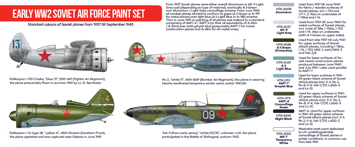 Ensemble de peinture Hataka HTK-AS33 pour l&amp;#39;armée de l&amp;#39;air soviétique du début de la Seconde Guerre mondiale (8 x 17 ml) – image 2
