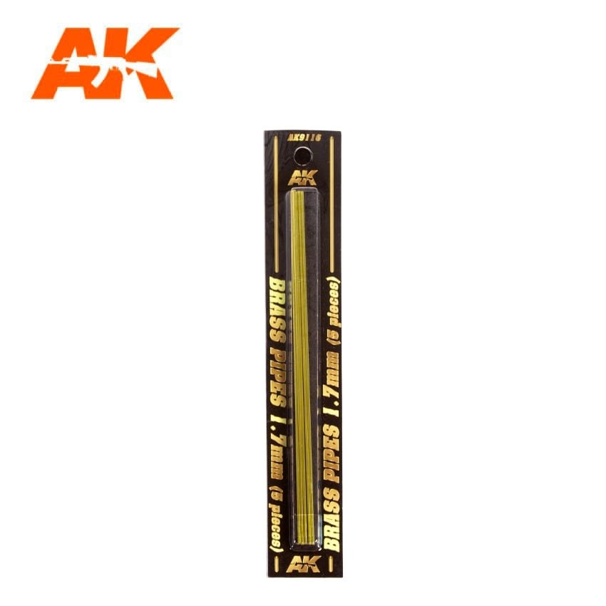 AK Interactive AK9116 BRASS PIPES 1.7MM Ø. 5 UNITS – immagine 2