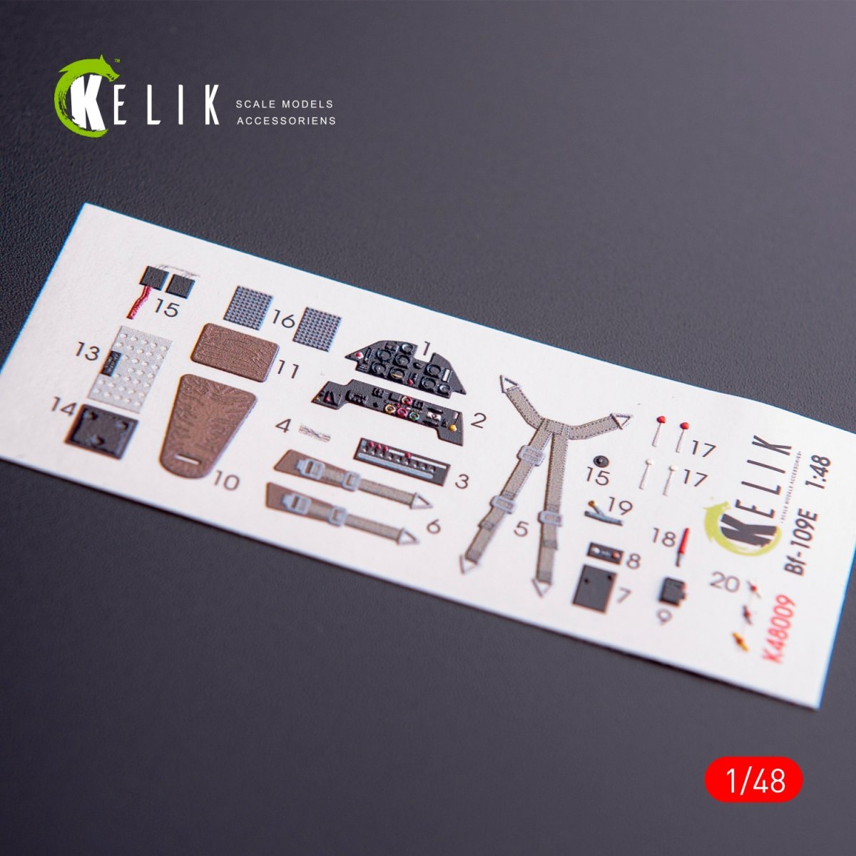 KELIK K48009 BF-109E INTERIOR 3D DECALS FOR WINGSYKITS KIT 1/48