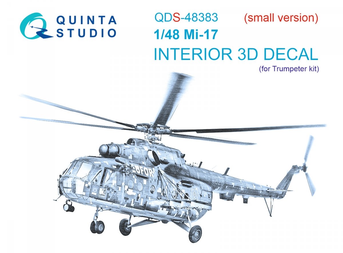 Intérieur imprimé en 3D et coloré sur papier décalcomanie Quinta Studio QDS-48383 Mi-17 (Trumpeter) (Petite version) 1/48