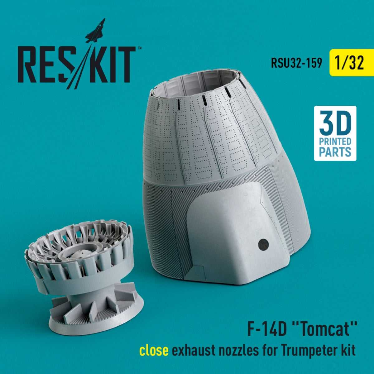 RESKIT RSU32-0159 F-14D Tomcat close exhaust nozzles for Trumpeter kit (3D Printed) 1/32 – immagine 2
