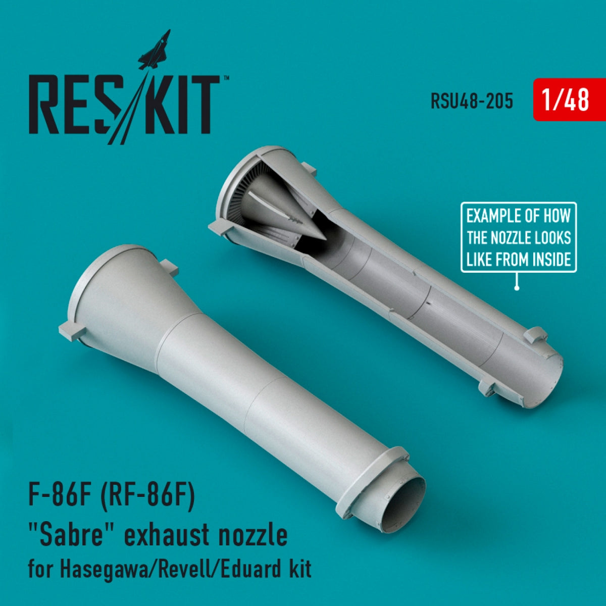 RESKIT RSU48-0205 F-86F (RF-86F) "SABRE" EXHAUST NOZZLES FOR HASEGAWA/REVELL/EDUARD KIT 1/48