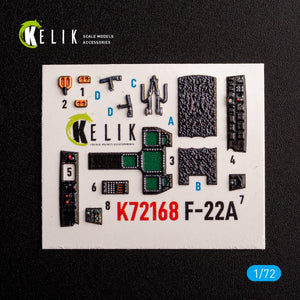 Kelik K72168 F-22A Raptor - interior 3D decals for Academy kit 1/72