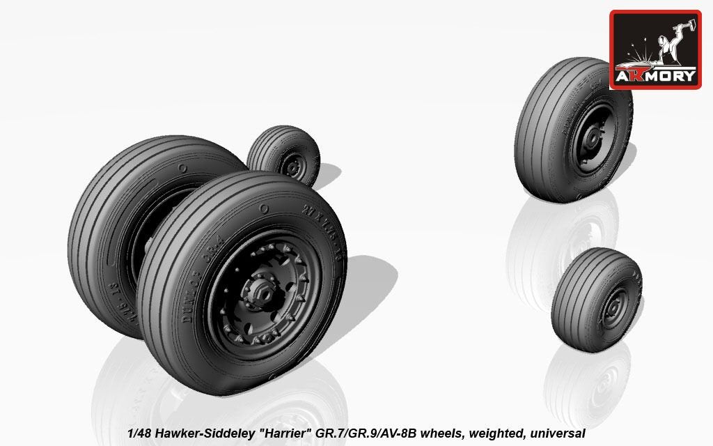 Armory Models AW48405 Hawker-Siddeley Harrier GR.7/GR.9/AV-8B wheels w/ weighted tyres 1/48 – Bild 4