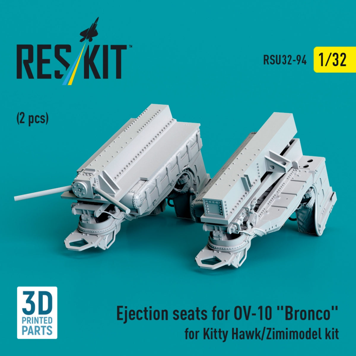 RESKIT RSU32-0094 Ejection seats for OV-10 &amp;quot;Bronco&amp;quot; (2 pcs) for Kitty Hawk/Zimimodel kit (3D Printed) 1/32 – Bild 3