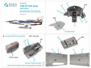 Quinta Studio QD48225 CF-104 Early 3D-Printed &amp;amp; coloured Interior on decal paper ( Kinetic ) 1/48 – Bild 2