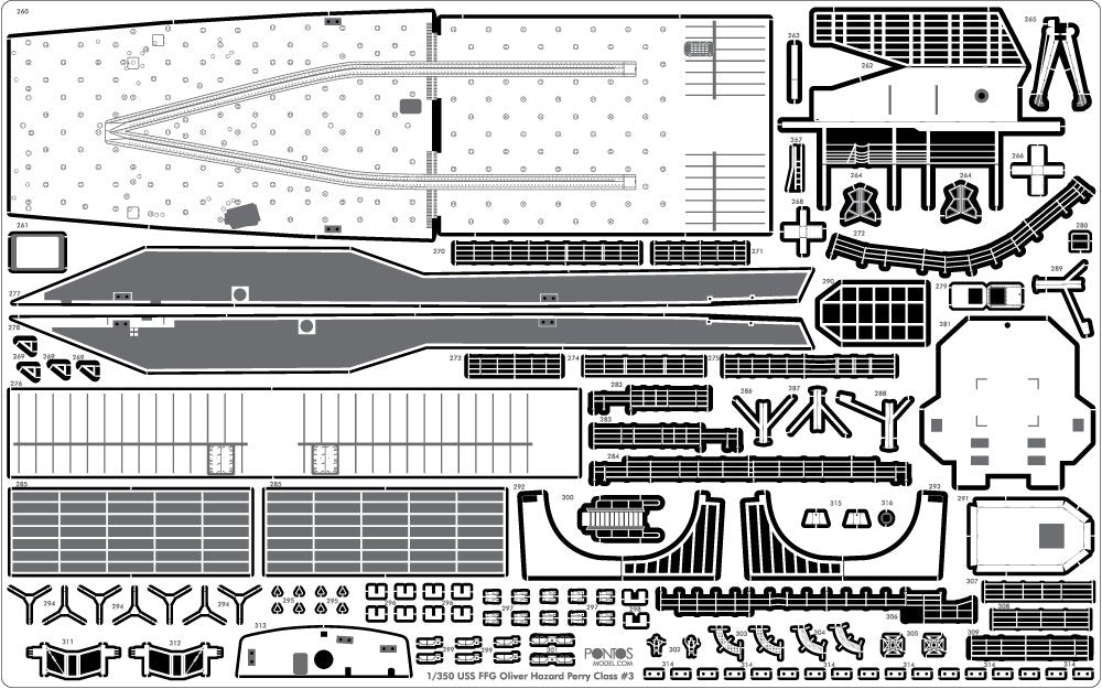 Pontos 37019F1 USS FFG Oliver Hazard Perry Class Long Hull Detail Up Set ADVANCED 1/350 – immagine 10