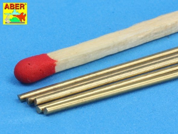 Aber BR10 Pręty mosiężne Ø 1,0mm długość 245mm x 5 szt. / Brass round rods Ø 1,0mm length 245mm x 5 pcs. – Bild 3