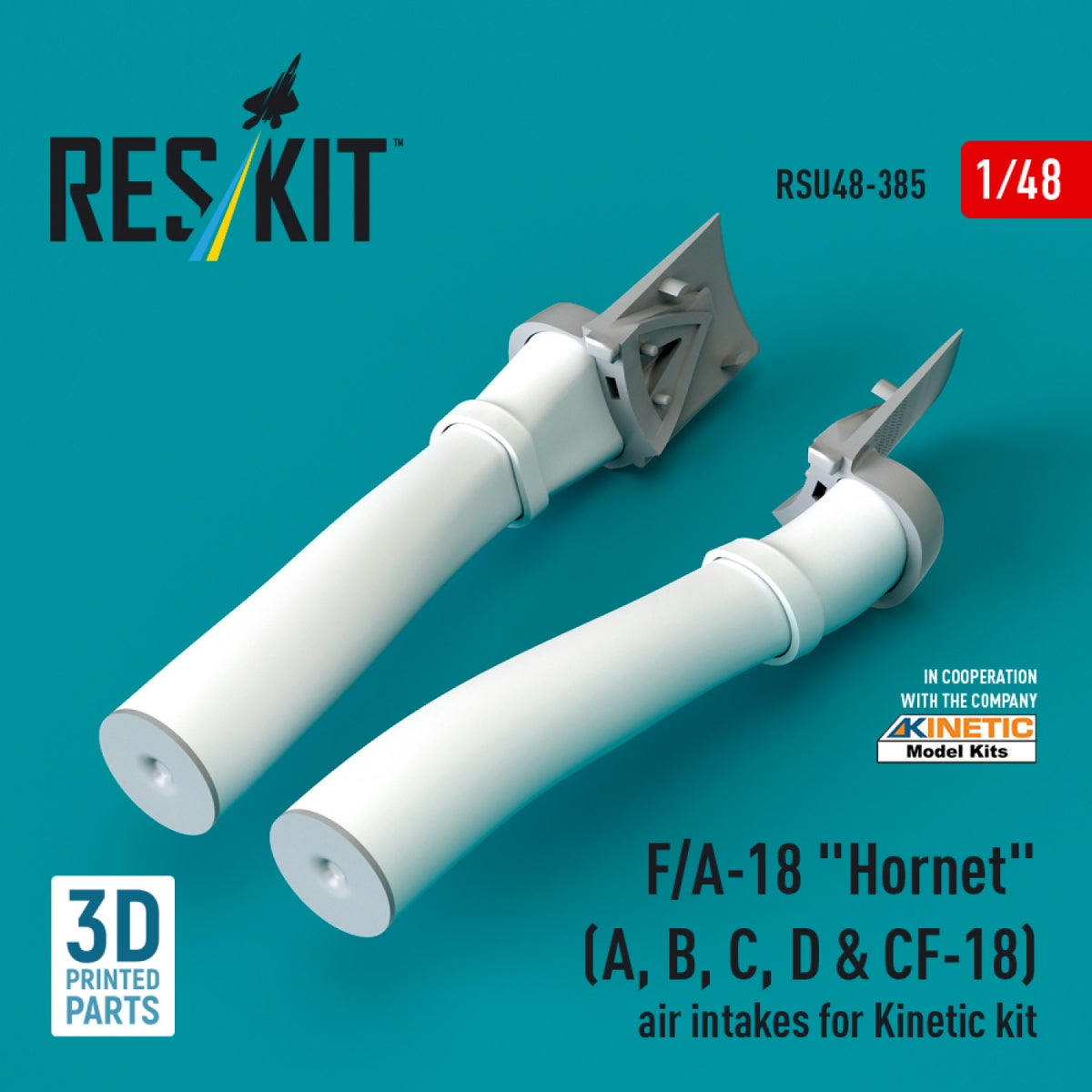 RESKIT RSU48-0385 F/A-18 "Hornet" (A, B, C, D &amp; CF-18) air intakes for Kinetic kit (3D Printed) 1/48