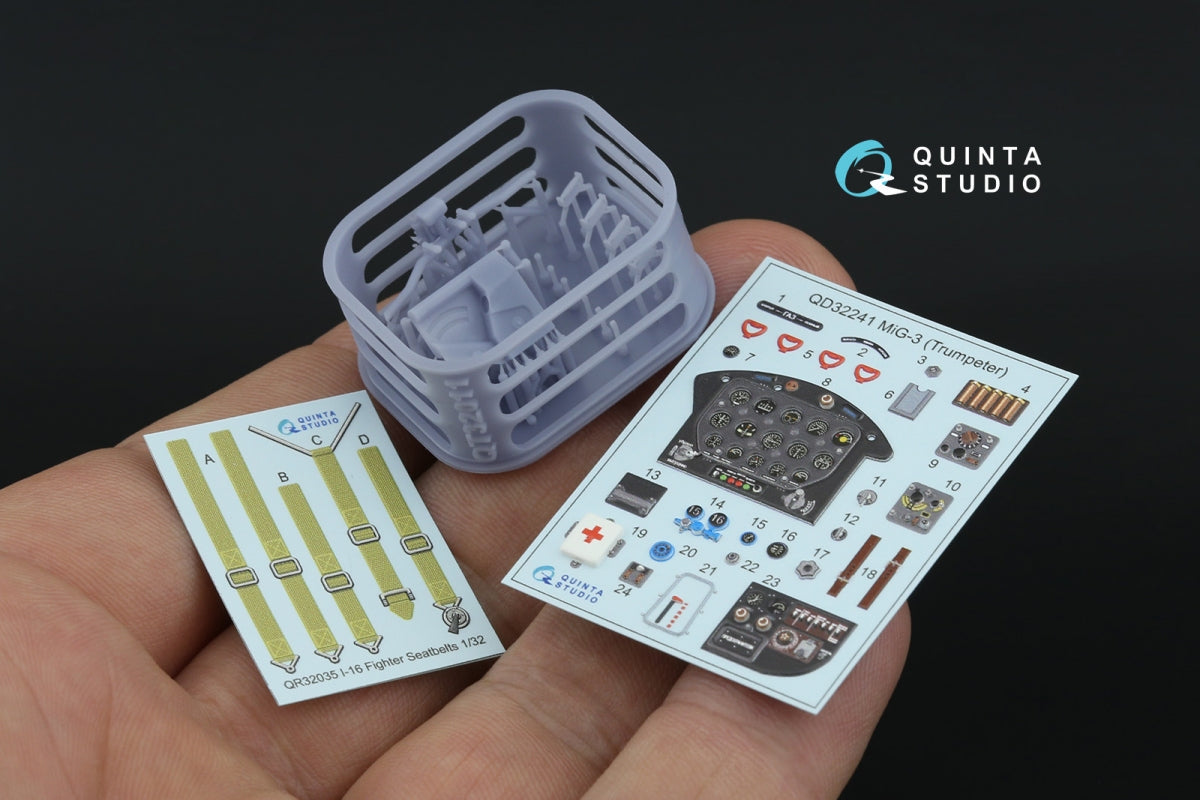 Quinta Studio QD+32241 MiG-3 3D-Printed &amp;amp; coloured Interior on decal paper (Trumpeter) (with 3D-printed resin parts) 1/32 – immagine 2