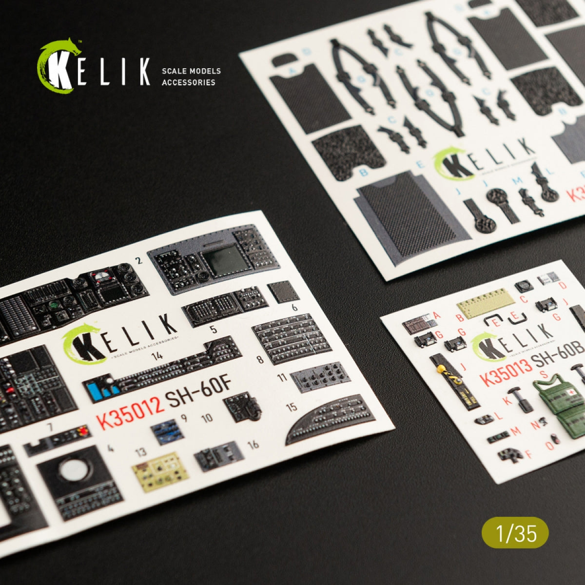KELIK K35012 SH-60F OCEAN HAWK INTERIOR 3D DECALS FOR KITTY HAWK KIT 1/35 – image 3