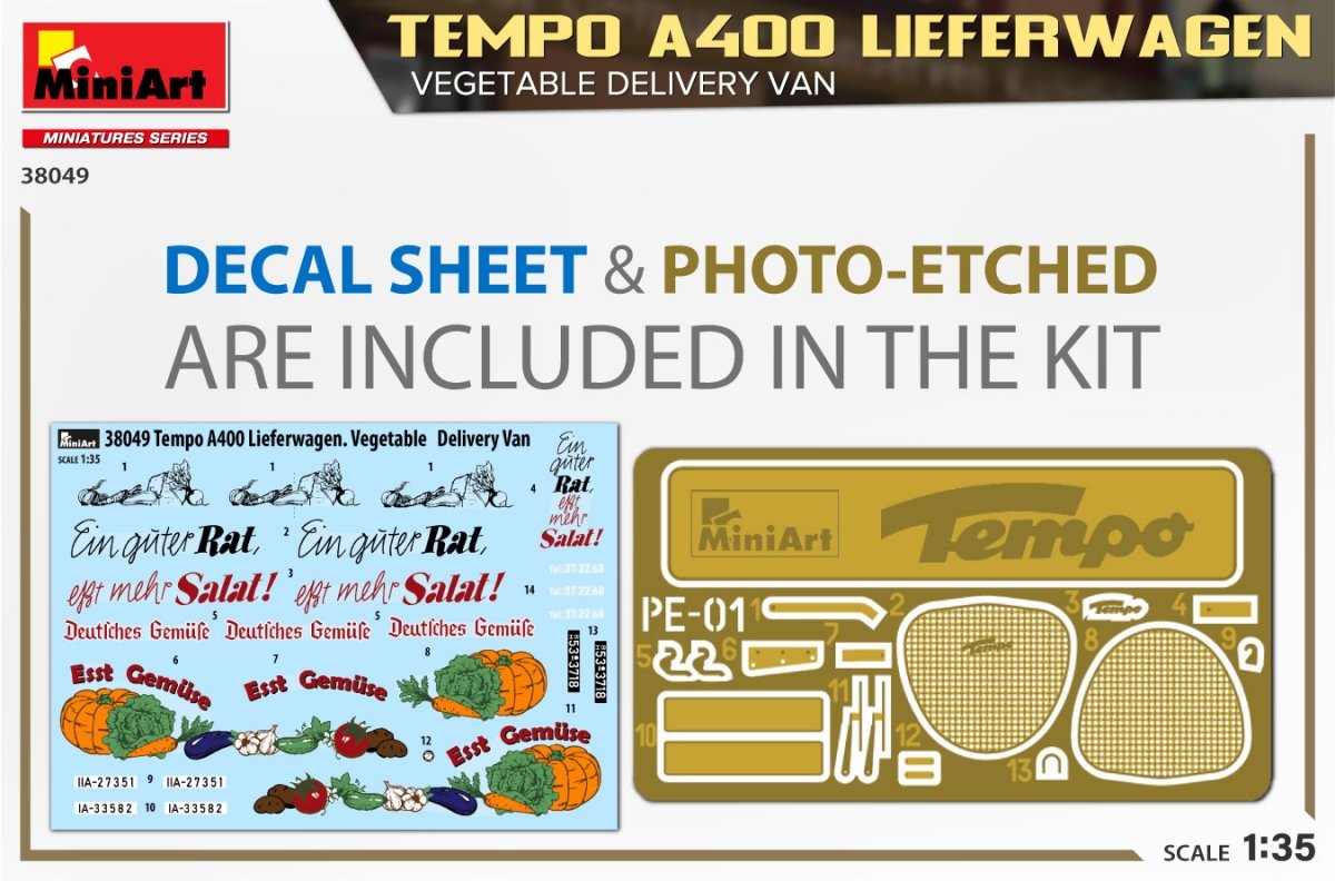 MiniArt 38049 TEMPO A400 LIEFERWAGEN. VEGETABLE DELIVERY VAN 1/35 – immagine 2