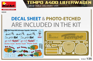 MiniArt 38049 TEMPO A400 LIEFERWAGEN. VEGETABLE DELIVERY VAN 1/35 – immagine 2