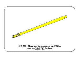 Aber 35L-257 20mm Gun Barrel for Nkm wz.38 FK-A used on TKS Tankette (For IBG / RPM) 1/35 – immagine 4