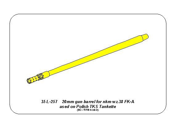 Aber 35L-257 20mm Gun Barrel for Nkm wz.38 FK-A used on TKS Tankette (For IBG / RPM) 1/35 – immagine 4