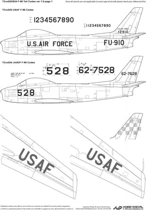 HobbyDecal TC32025V1 Codes de queue USAF F-86 ver 1 1/32 – image 2