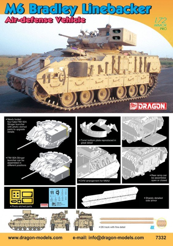 Dragon 7332 M6 Bradley Linebacker Air-Defence Vehicle 1/72 – Bild 10