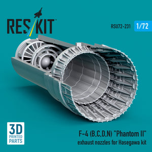 RESKIT RSU72-0231 F-4 (B, C, D, N) &amp;quot;Phantom II&amp;quot; exhaust nozzles for Hasegawa kit (3D Printed) 1/72 – imagen 2