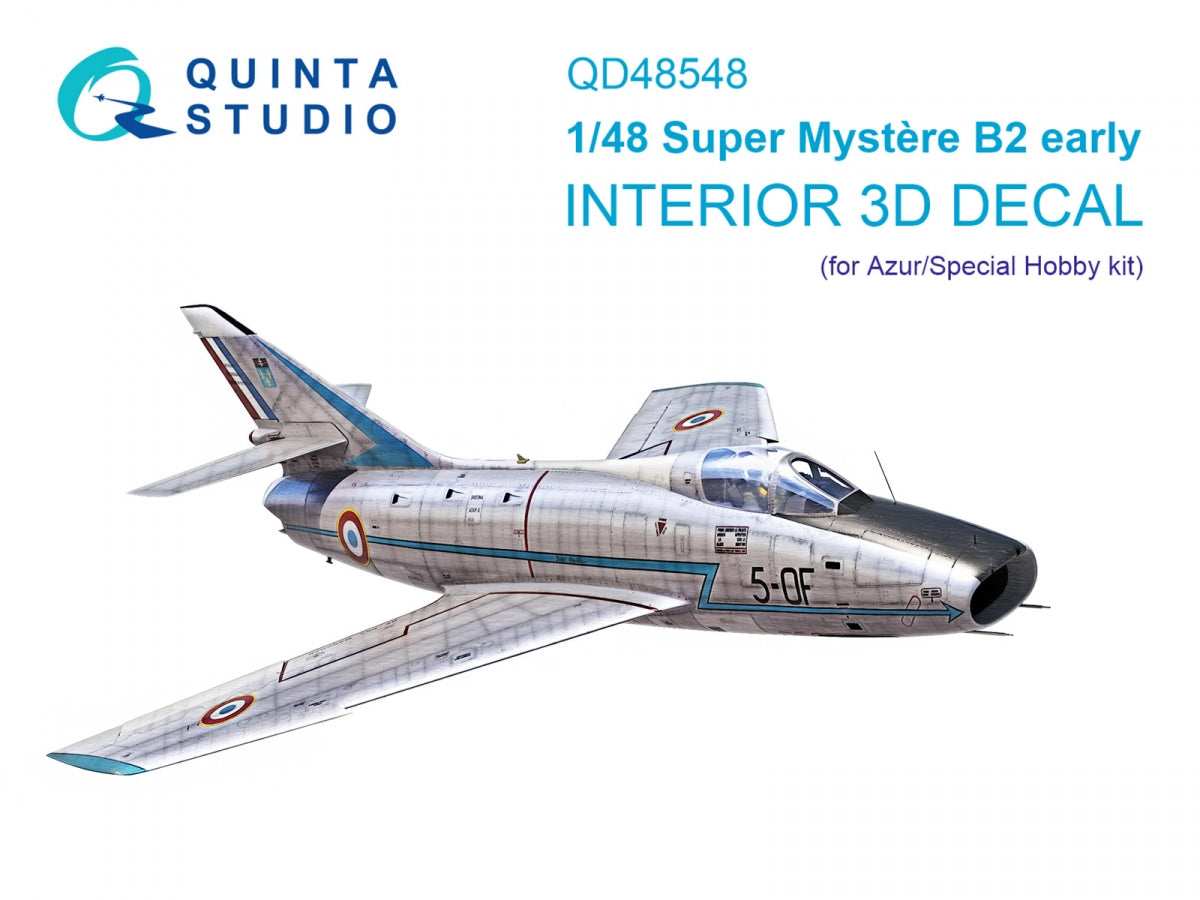 Quinta Studio QD48548 Super Mystere B2 Early 3D-Printed &amp; colored Interior on decal paper (Azur/Special Hobby) 1/48