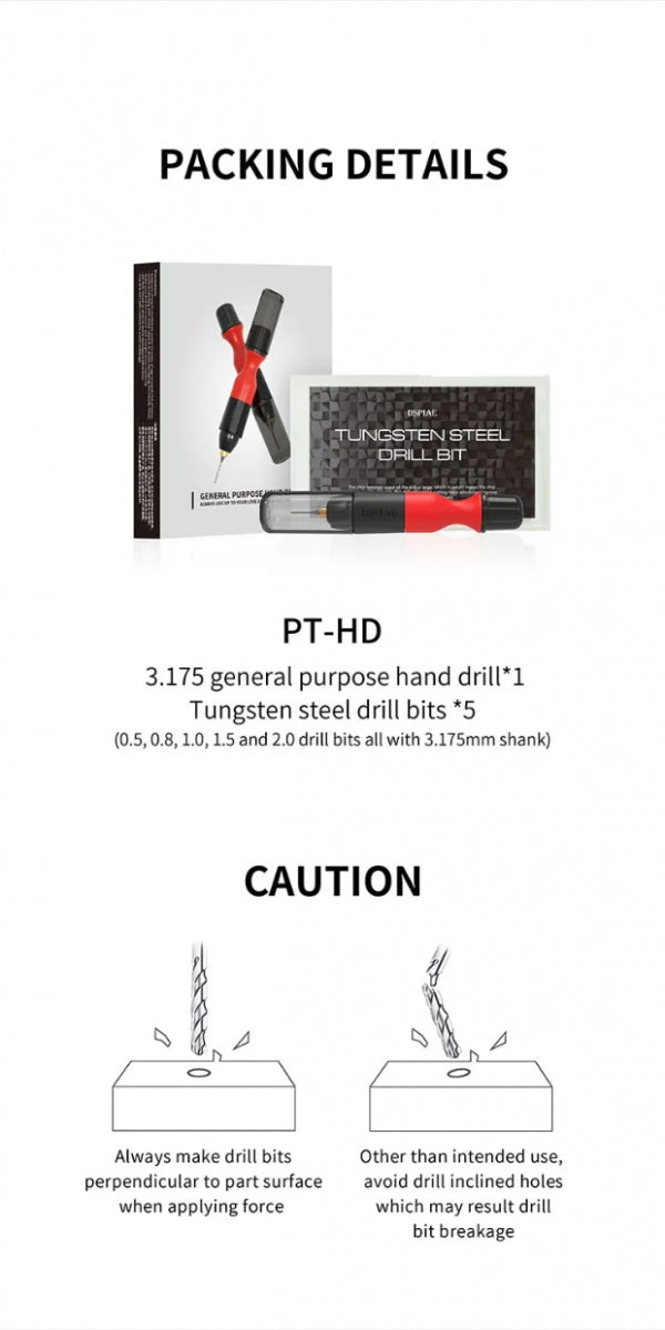 DSPIAE PT-HD 3,175mm General Purpose Hand Drill / Wiertarka ręczna 3,175 mm – immagine 8