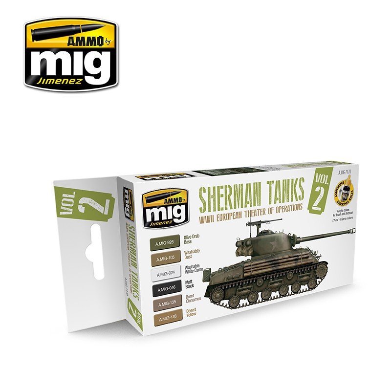 AMMO of Mig Jimenez 7170 Set Sherman Tanks Vol. 2 (WWII European Theater of Operations) 6x17ml