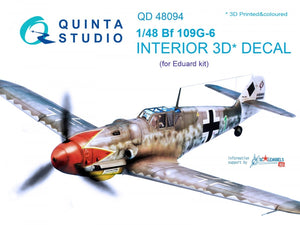 Intérieur imprimé en 3D et coloré sur papier décalcomanie Quinta Studio QD48094 Bf 109G-6 (pour kit Eduard) 1/48