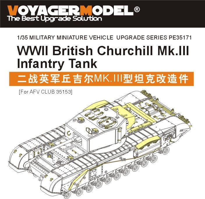 Maquette Voyager PE35171 Char d'infanterie britannique Churchill Mk.III de la Seconde Guerre mondiale pour AFV CLUB 35153 1/35
