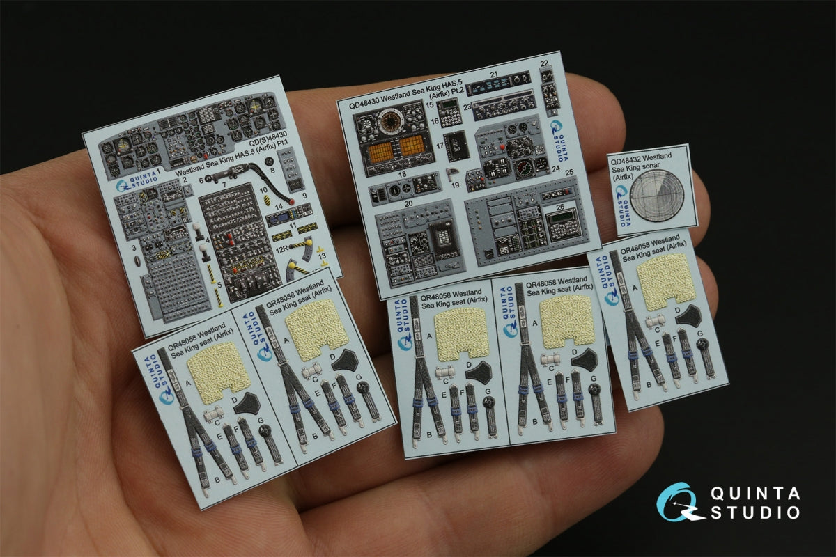 Quinta Studio QD48430 Westland Sea King HAS.5 3D-Printed &amp;amp; coloured Interior on decal paper (Airfix) 1/48 – immagine 4