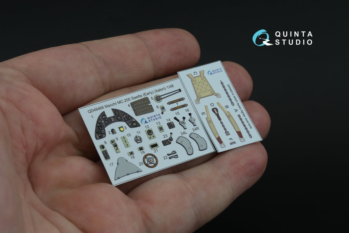 Quinta Studio QD48466 Macchi MC.200 Saetta (Early) 3D-Printed coloured Interior on decal paper (Italeri) 1/48 – immagine 3