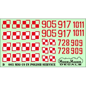ModelMaker Decals D48005 MiG-19 in Polish service 1/48