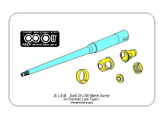 Aber 35L-238 KwK36/L56 88mm barrel for German lateTiger I 1/35 – imagen 13
